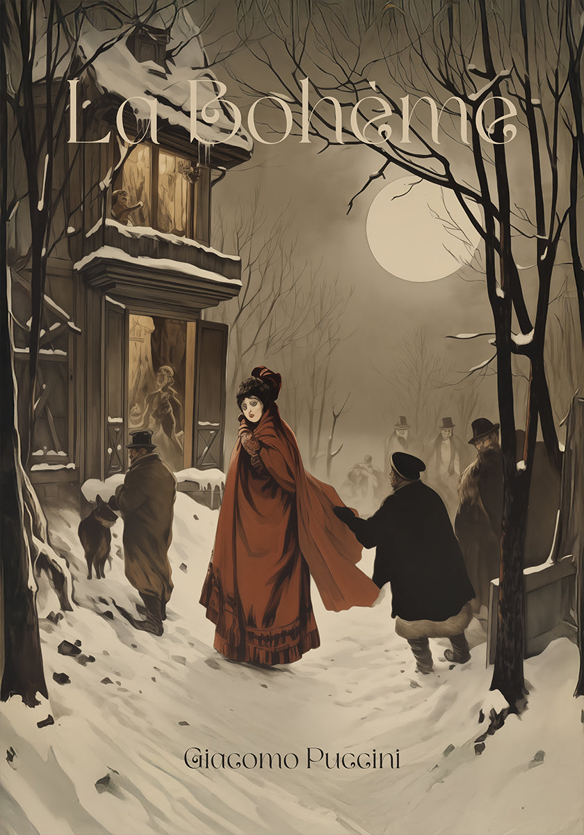 Opera La Bohème robi zimowy plakat