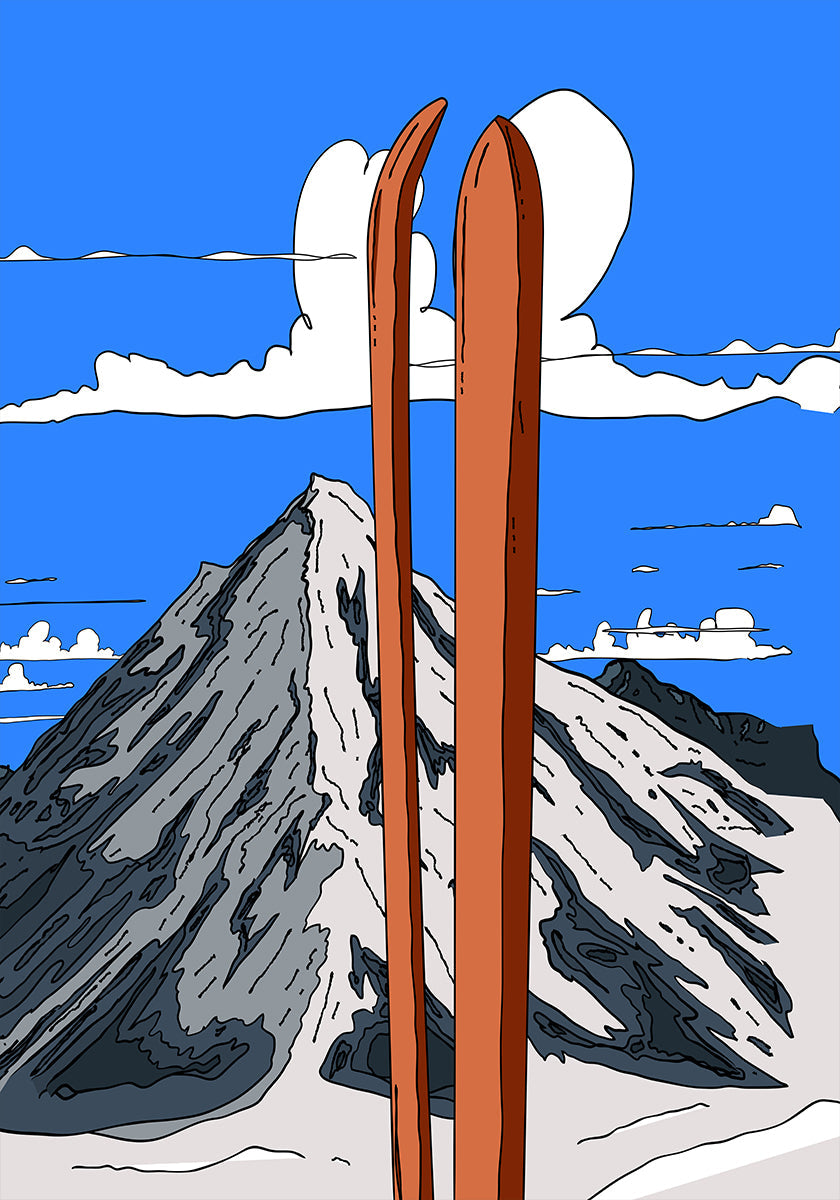 Wspaniały plakat wakacji na nartach