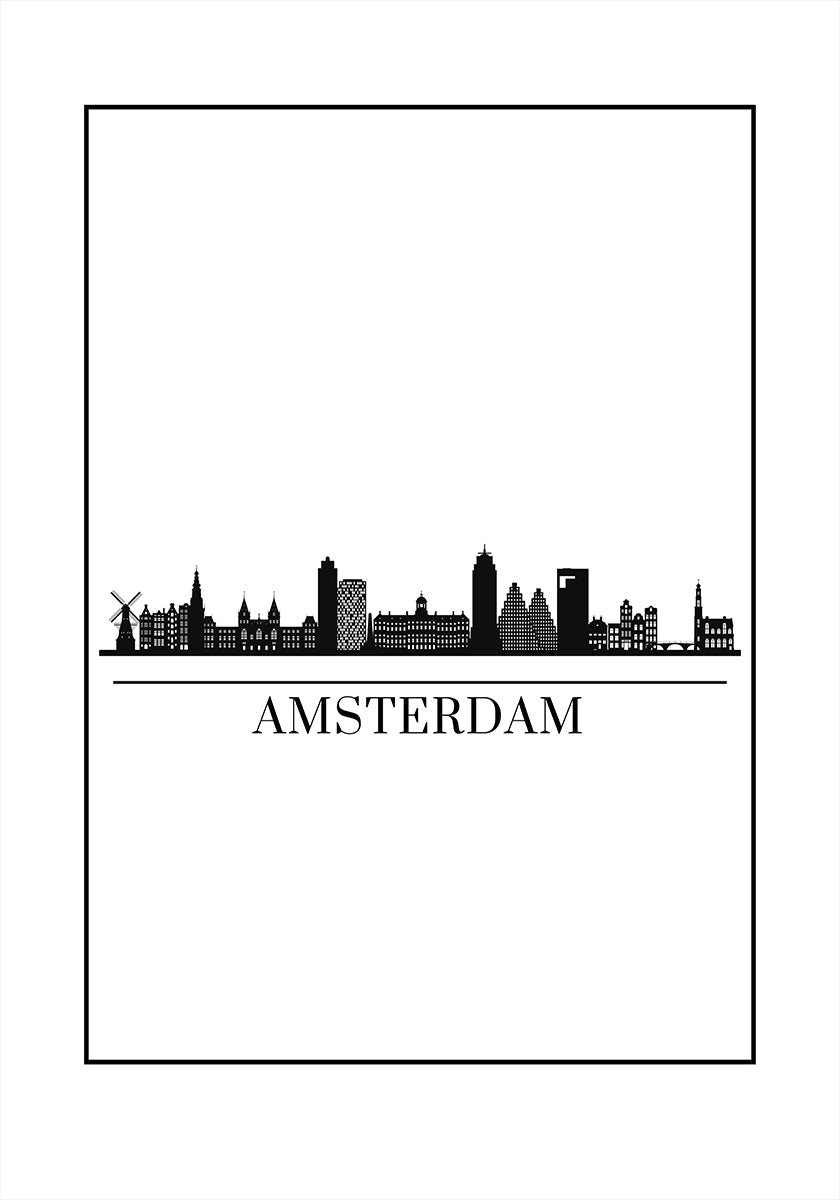 Plakat z panoramą Amsterdamu