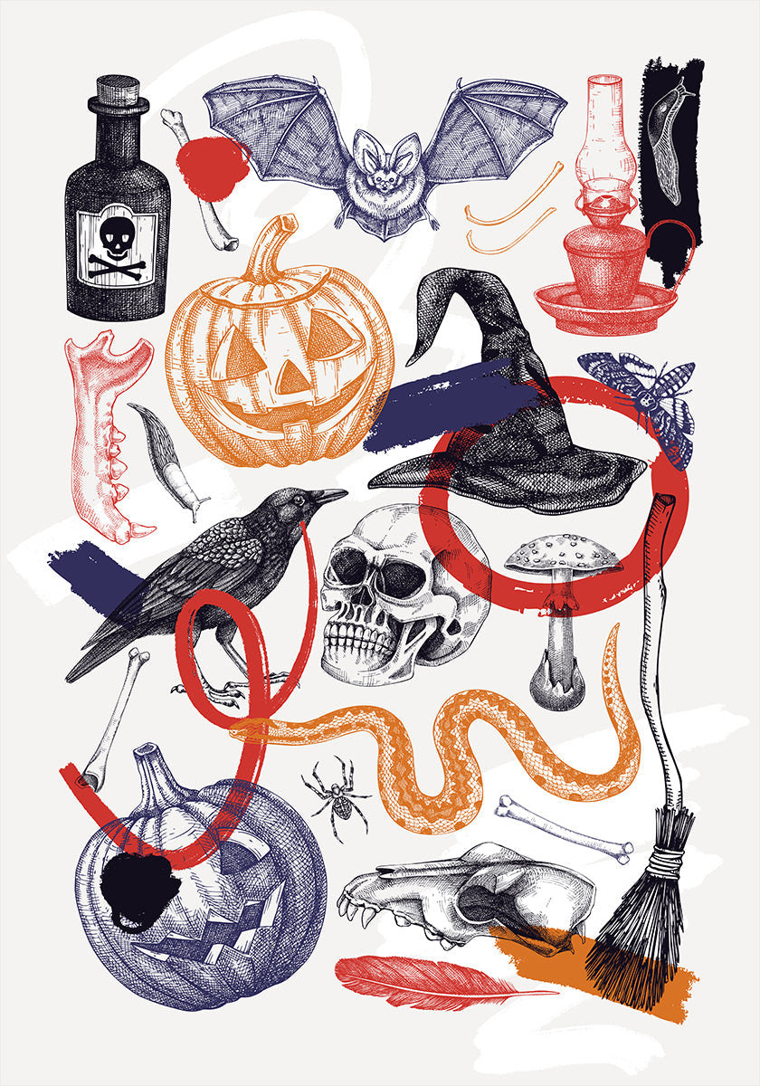 Plakat artystyczny kolażu Halloween