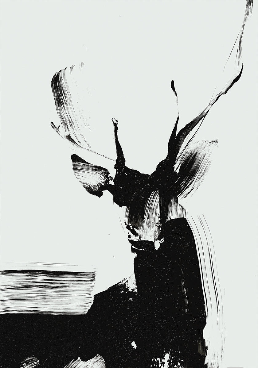 Jeleń pociągnięty pędzlem na plakacie