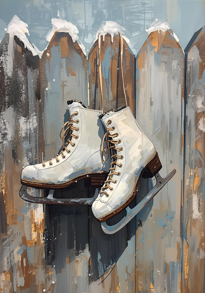 Plakat Schlittschuhe am Zaun