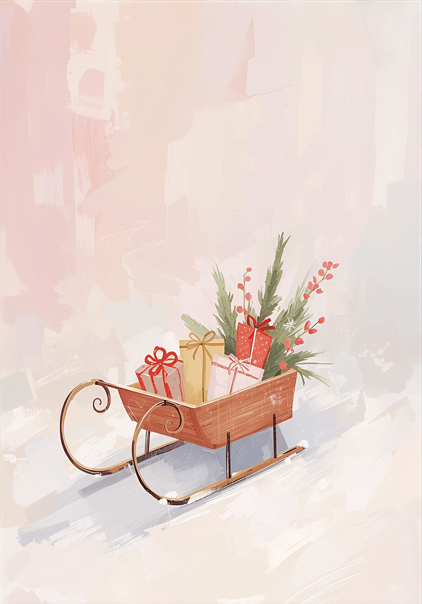 Schlitten mit Geschenken plakat