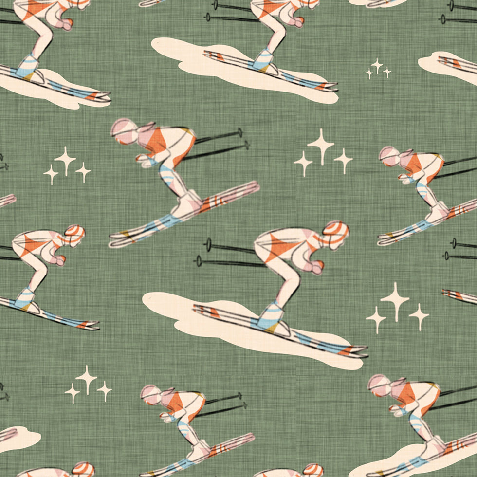 Plakat sporty zimowe Retro Vintage Ski Blue.png