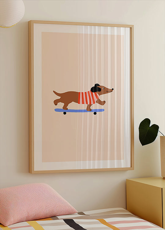 Dachshund on Skateboard (NEW) - Posterbox