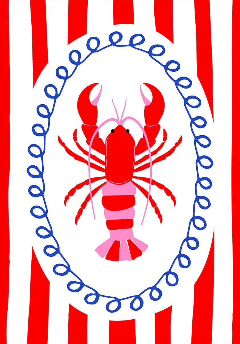 Bold Lobster Striped Wall Art (NEW) - Posterbox