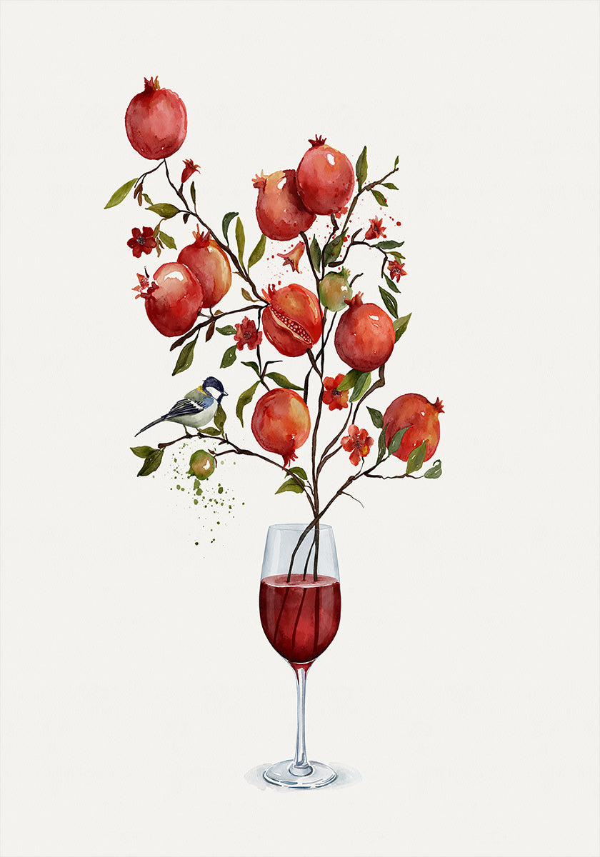 Pomegranate In a Glass of Wine (NEW) - Posterbox