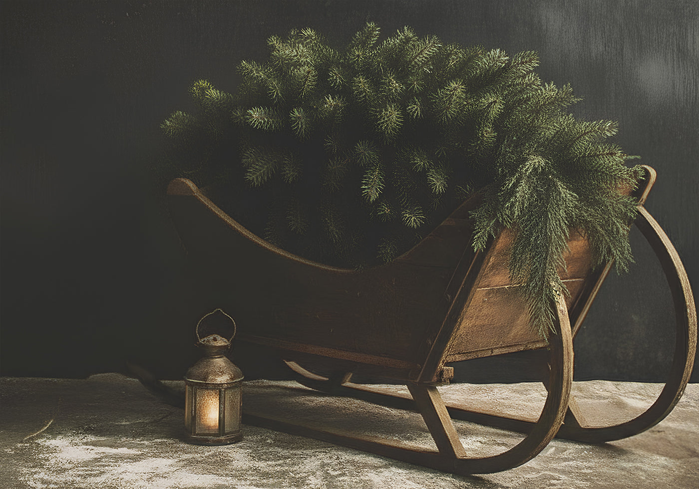 Plakat świątecznych sań