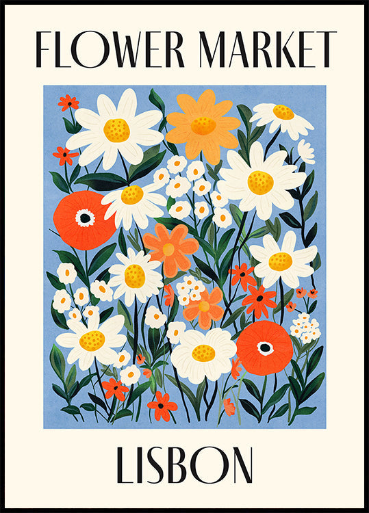 Targ kwiatowy w Lizbonie, Portugalia, plakat