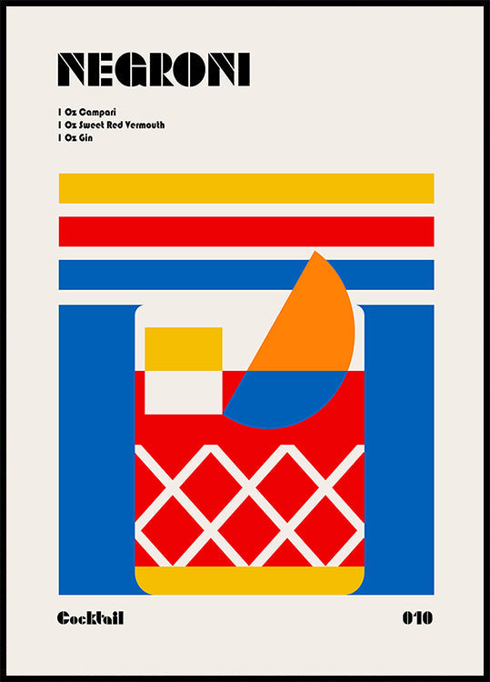 Plakat koktajlowy Negroni Bauhaus