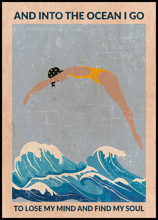Standardowa grafika ścienna „In the Ocean” (niebieski).