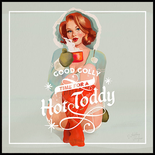 Gorąca Toddy Redhead Vintage Winter Cocktail Art (NOWOŚĆ)