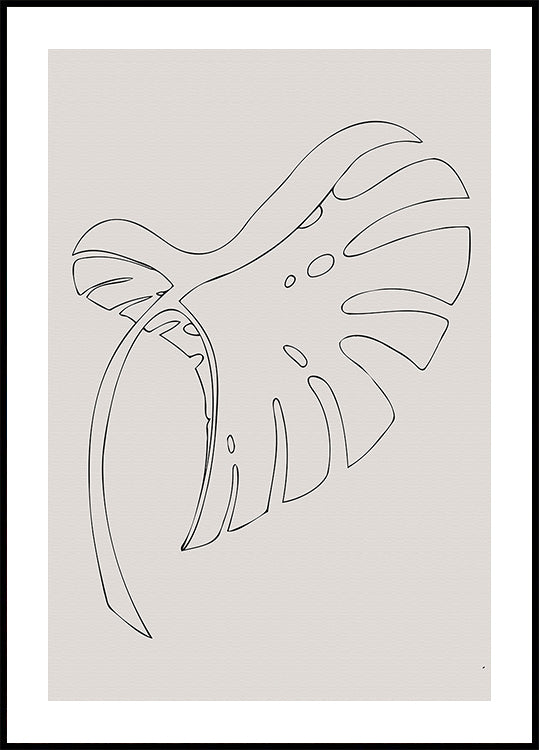 Beżowy plakat Monstera Bent