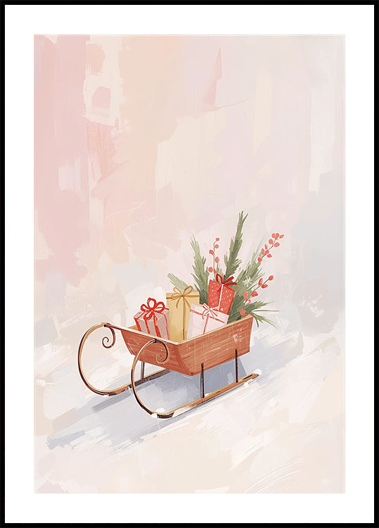 Schlitten mit Geschenken plakat