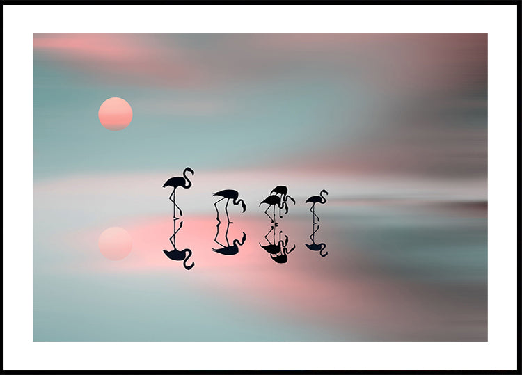 Rodzinne flamingi. Plakat