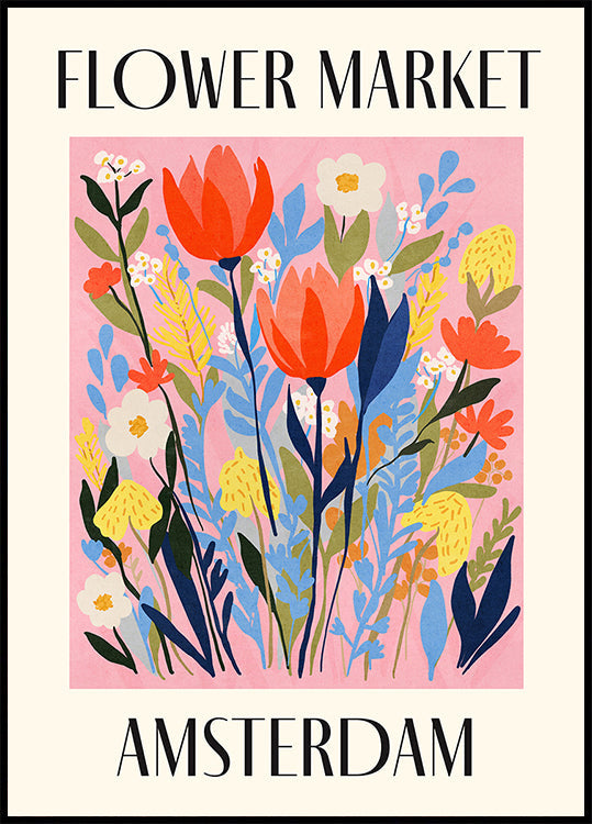 Plakat Targ Kwiatowy w Amsterdamie, Holandia