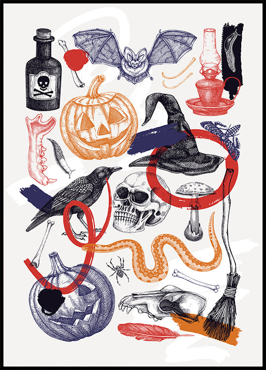 Plakat artystyczny kolażu Halloween