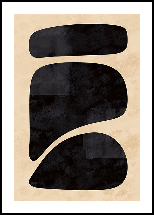Plakat z minimalnymi czarnymi kształtami