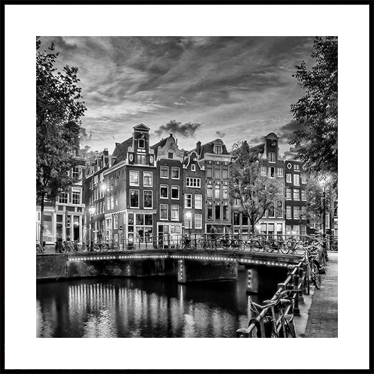 AMSTERDAM Idylliczne wrażenie z pojedynczego plakatu monochromatycznego