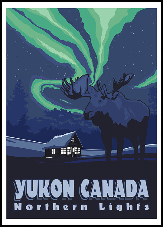 Plakat z nadrukiem podróżniczym Yukon Canada