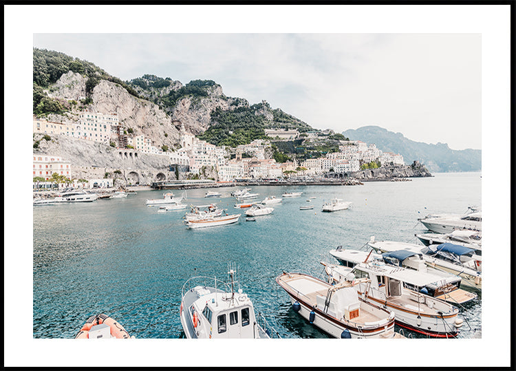 Wybrzeże Amalfi z łodziami #2 Plakat