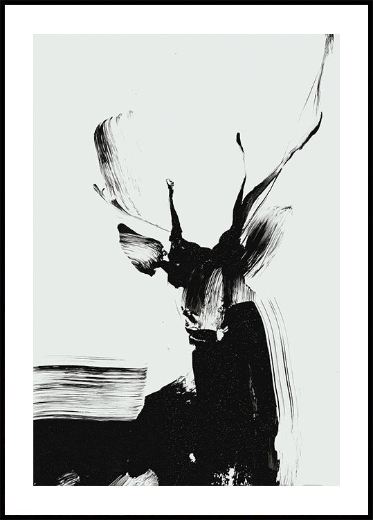 Jeleń pociągnięty pędzlem na plakacie