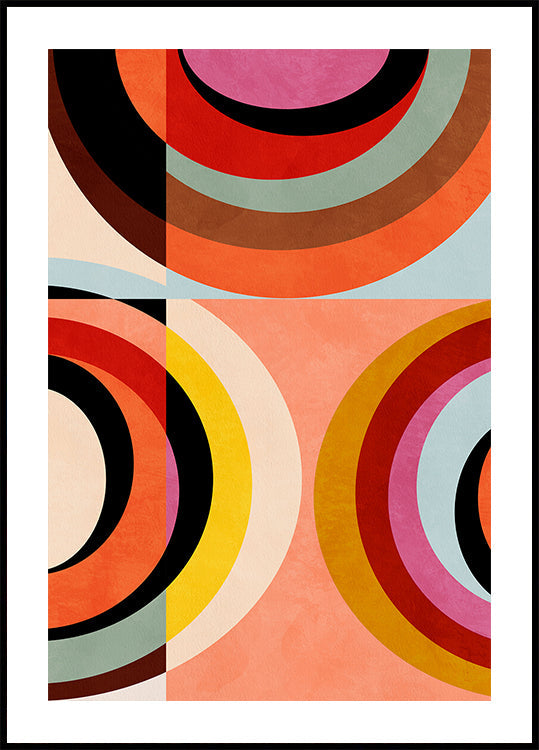 Plakat w ciepłych kolorach Bauhaus Geometry3