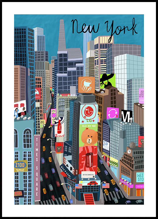 Times Square, Nowy Jork Ilustracja autorstwa artystki Carli Daly