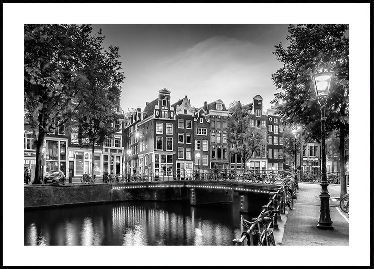 AMSTERDAM Idylliczne wrażenie z pojedynczego plakatu monochromatycznego