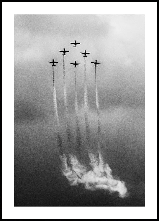 Sześć na plakacie w chmurze