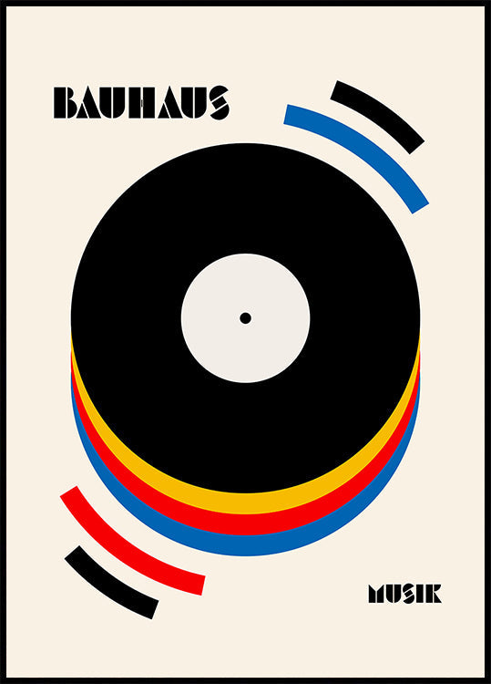 Plakat w stylu retro z muzyką Bauhaus