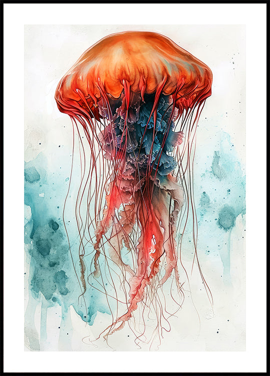Akwarela zwierząt Meduza Sea Life plakat