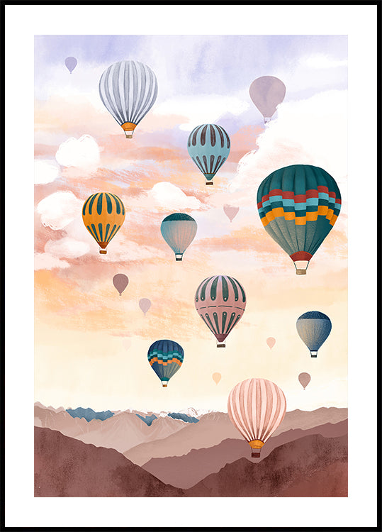 Plakat z niebem balonu powietrznego