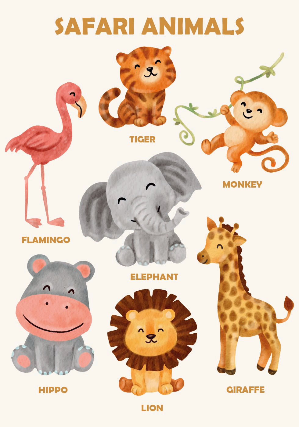 Safari Animals Plakat - Posterbox.dk