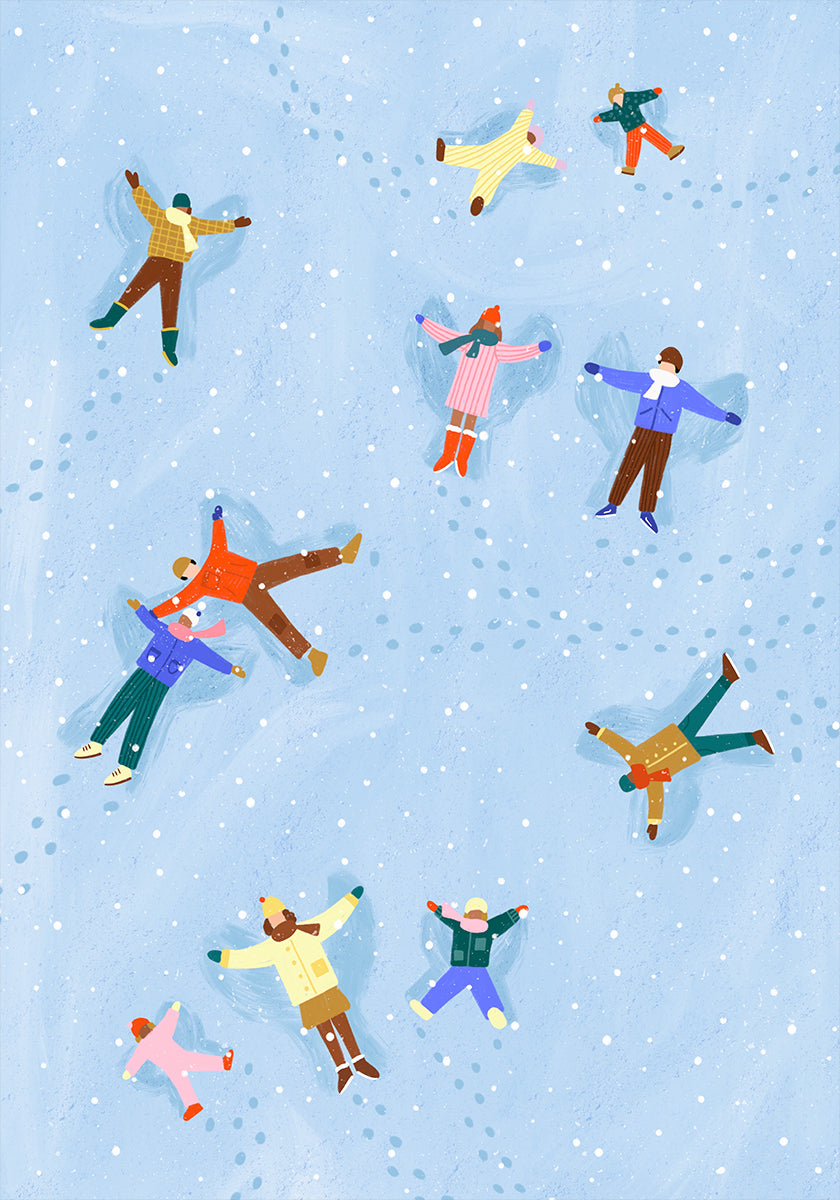 Plakat śnieżnych aniołów