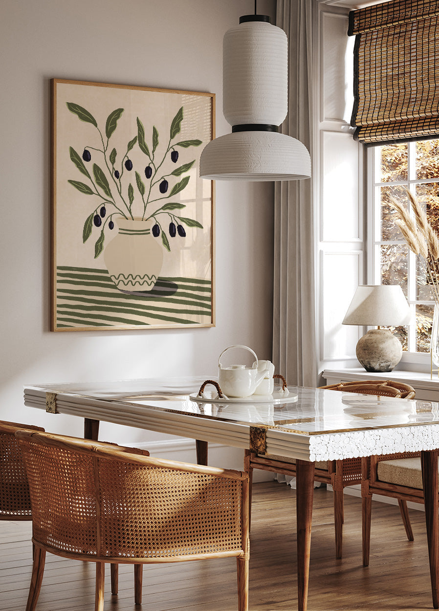Vase med Oliven Plakat - Posterbox.dk