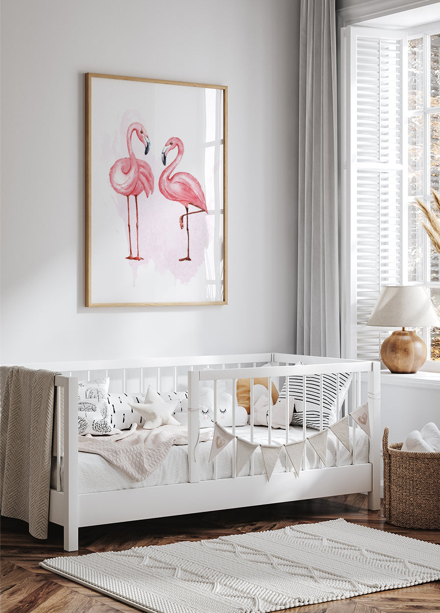Watercolor Flamingos Plakat - Posterbox.dk