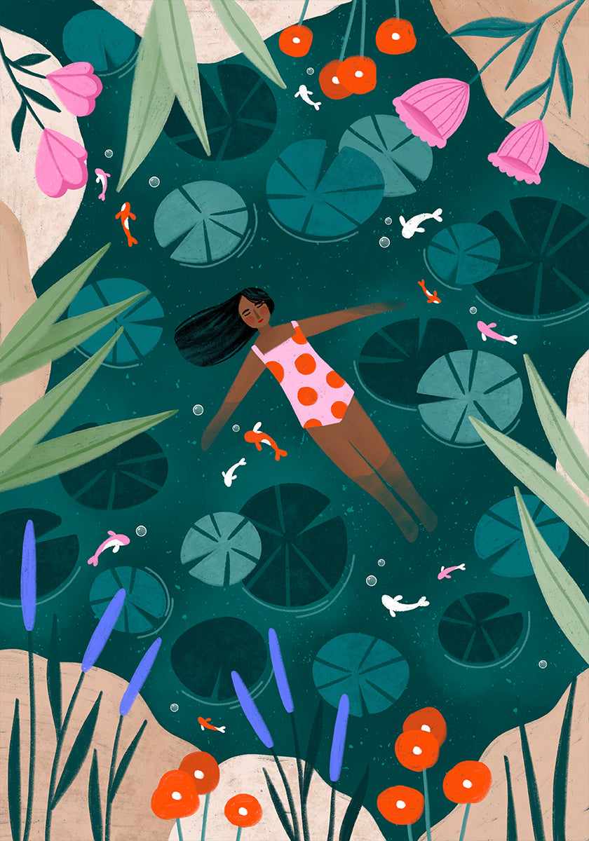 Plakat z dzikim pływaniem