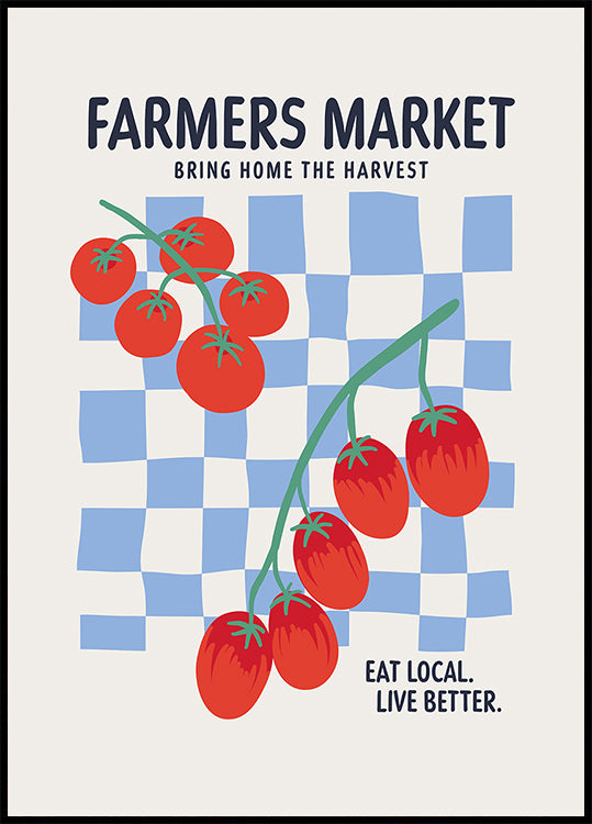 Farmers Market Tomatoes Blue Plakat - Posterbox