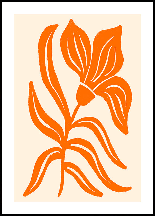 Abstract  Orange Stylized Tulip Plakat - Posterbox