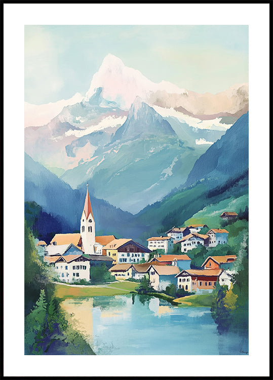 Grindelwald Switzerland Painting Plakat - Posterbox