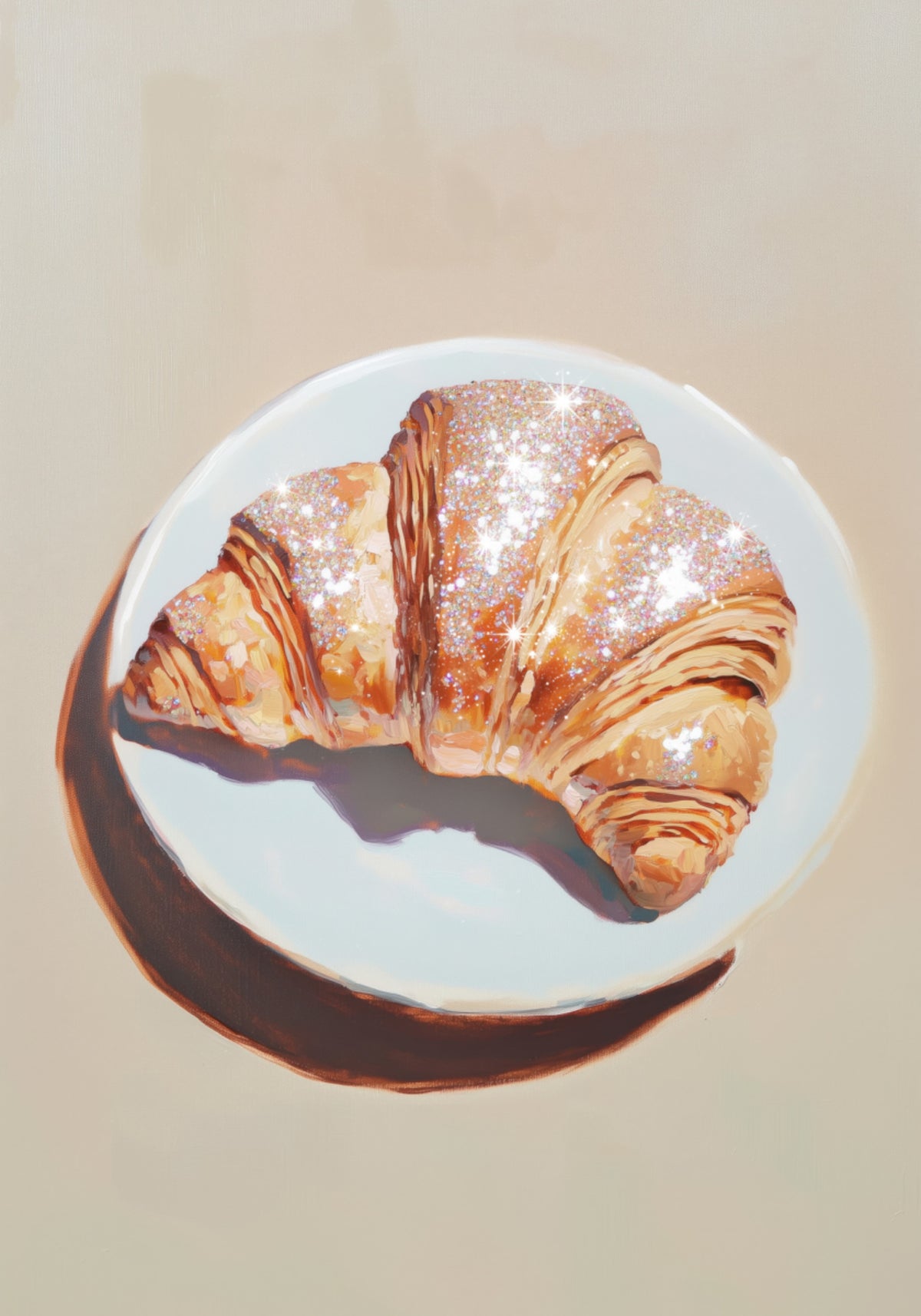 Sparkling Croissant on a Plate - Posterbox