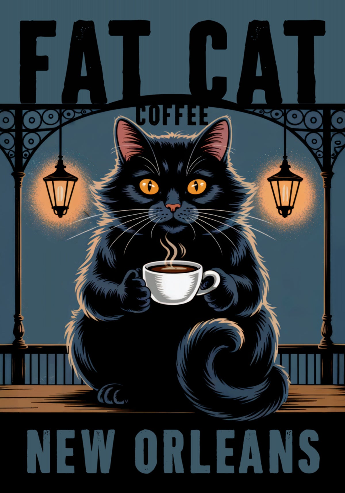 Fat Cat Coffee New Orleans - Posterbox