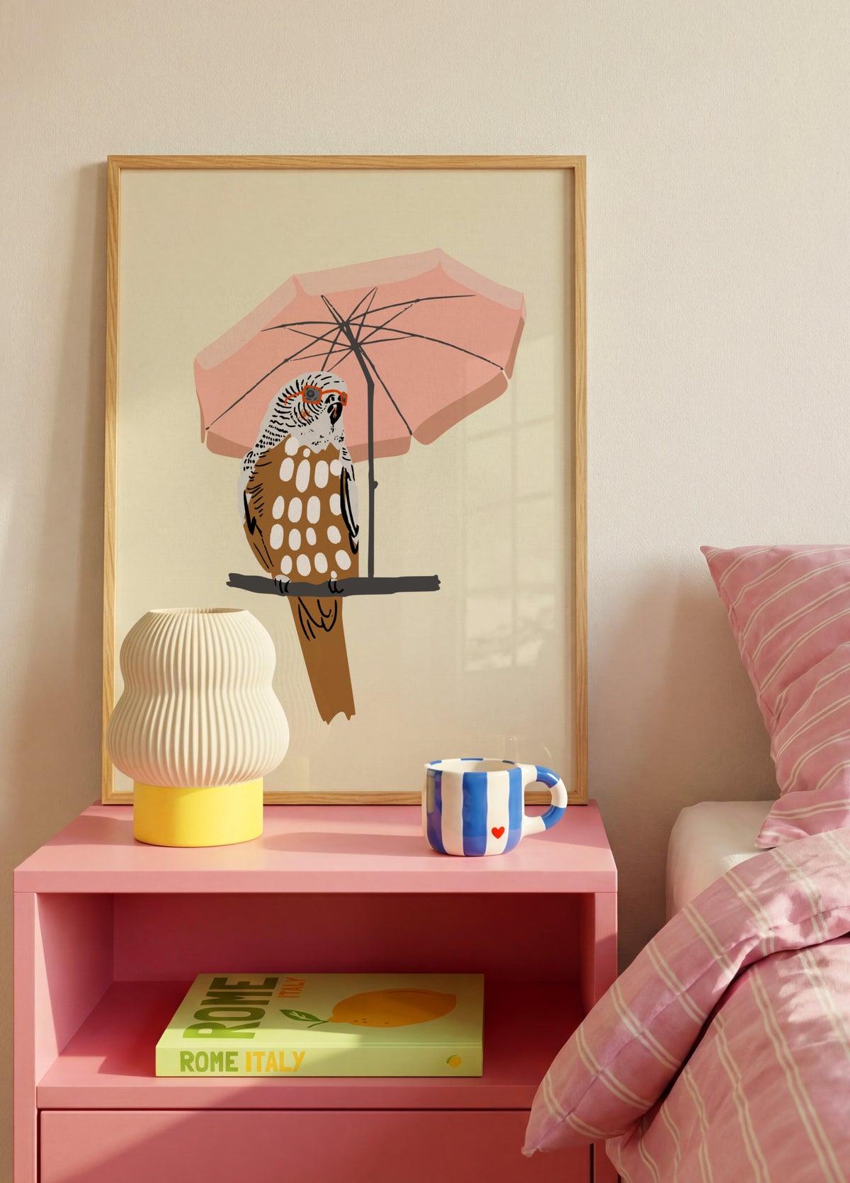 Różowy parasol papugi