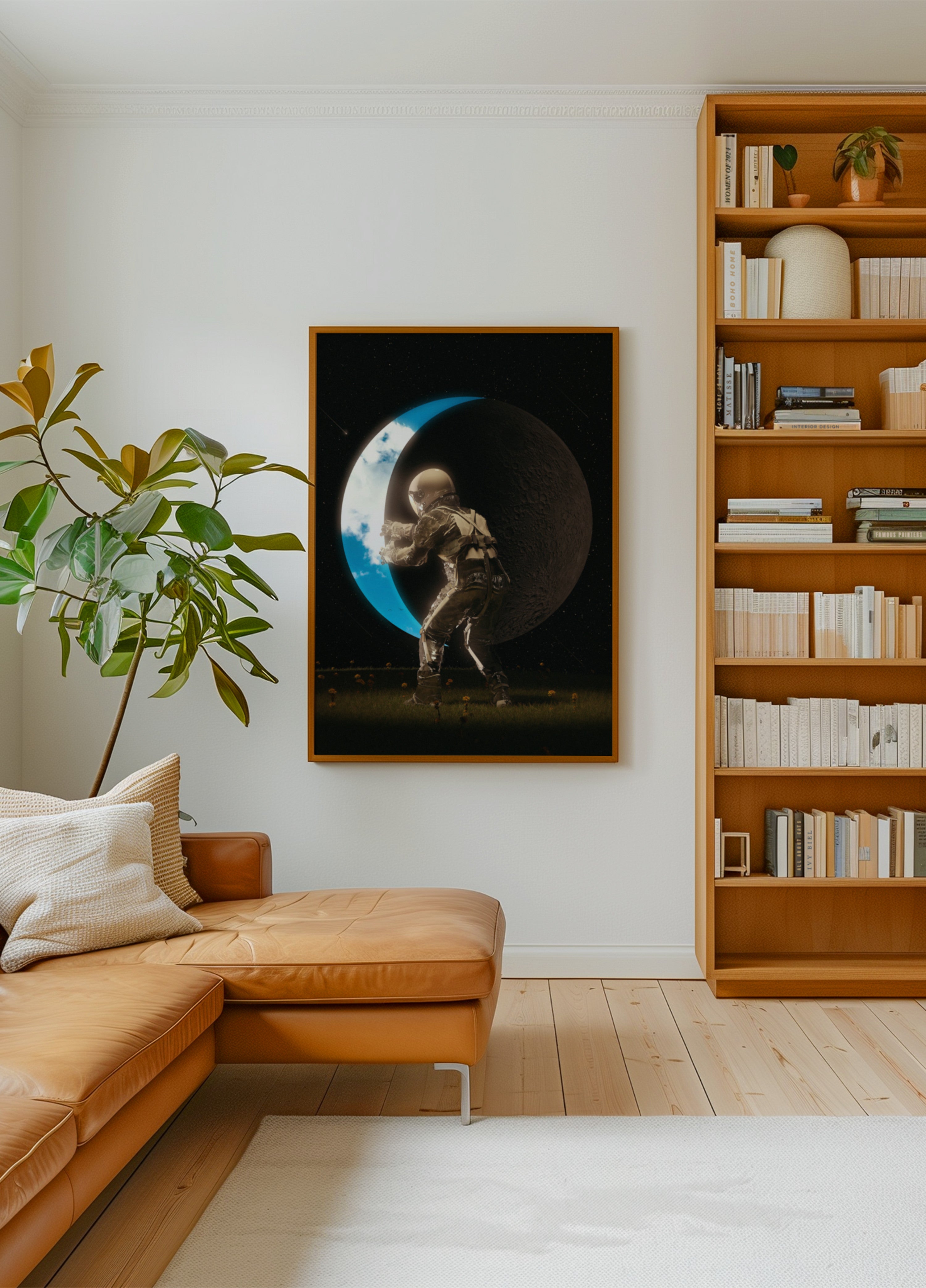 Astronauta trzymający księżyc