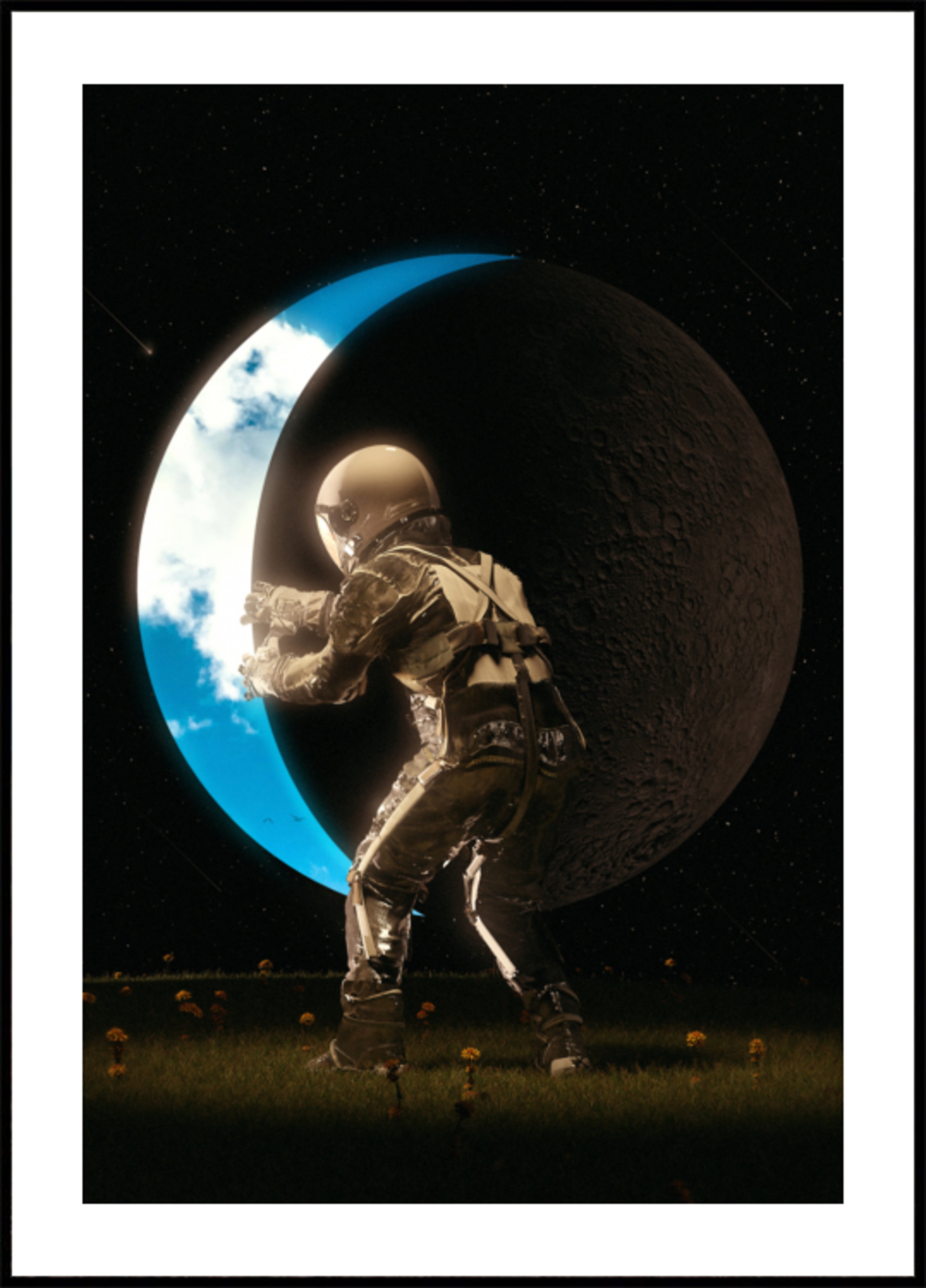 Astronauta trzymający księżyc