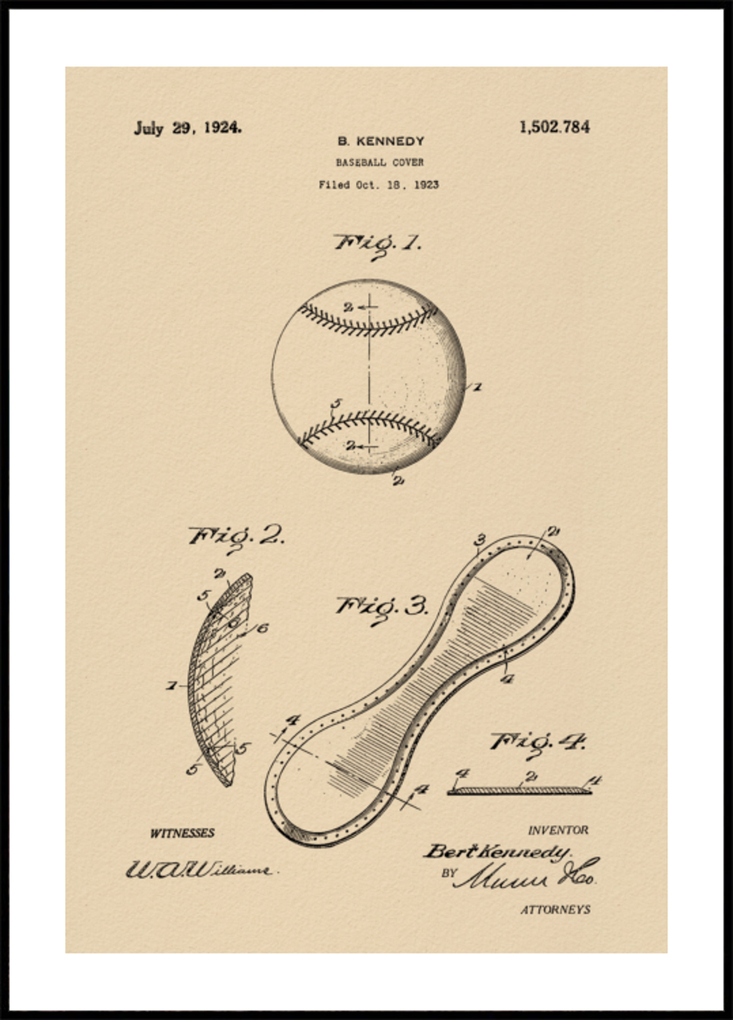 Vintage rysunek patentowy baseballu
