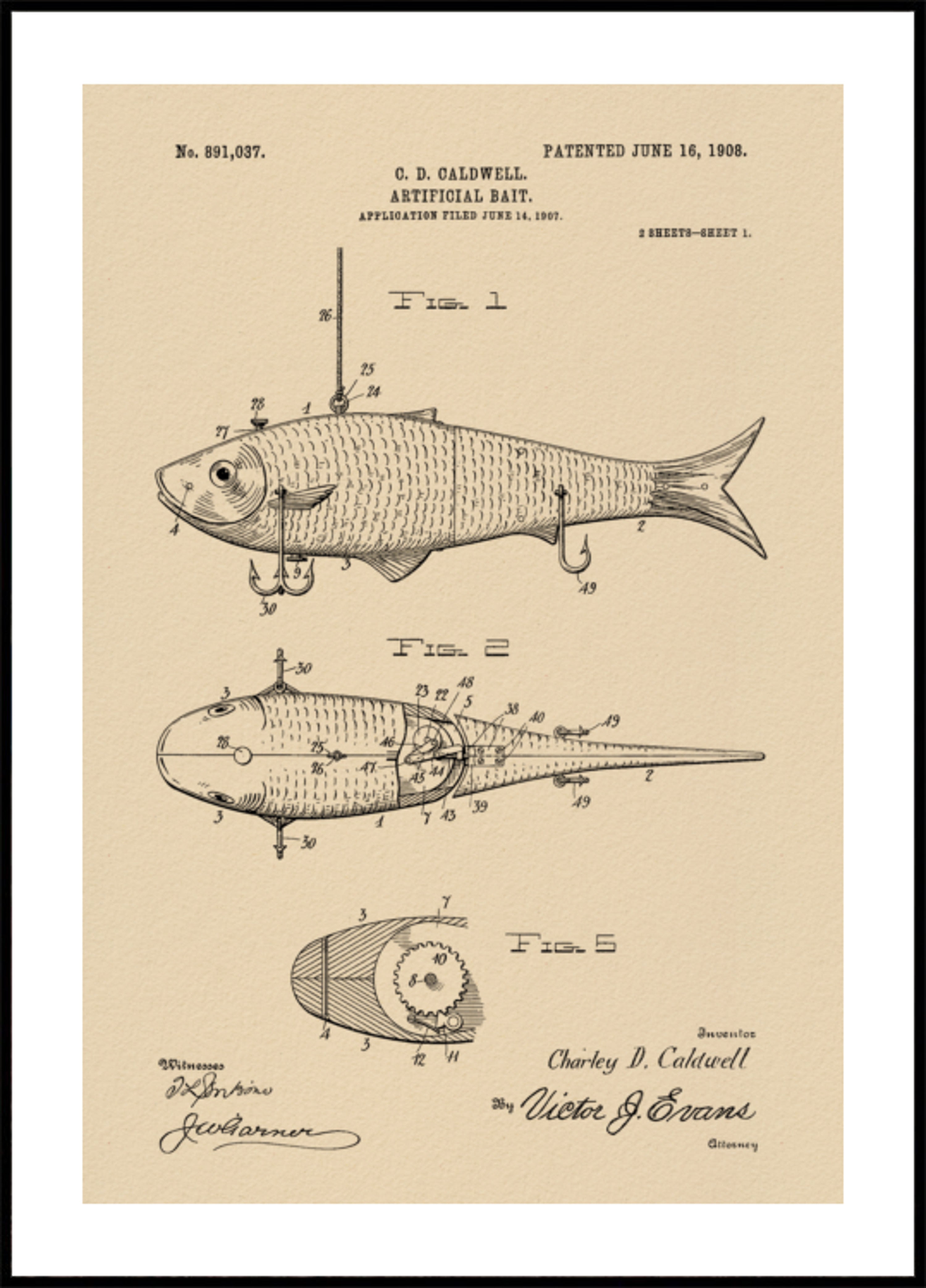 Patent na przynętę wędkarską w stylu vintage