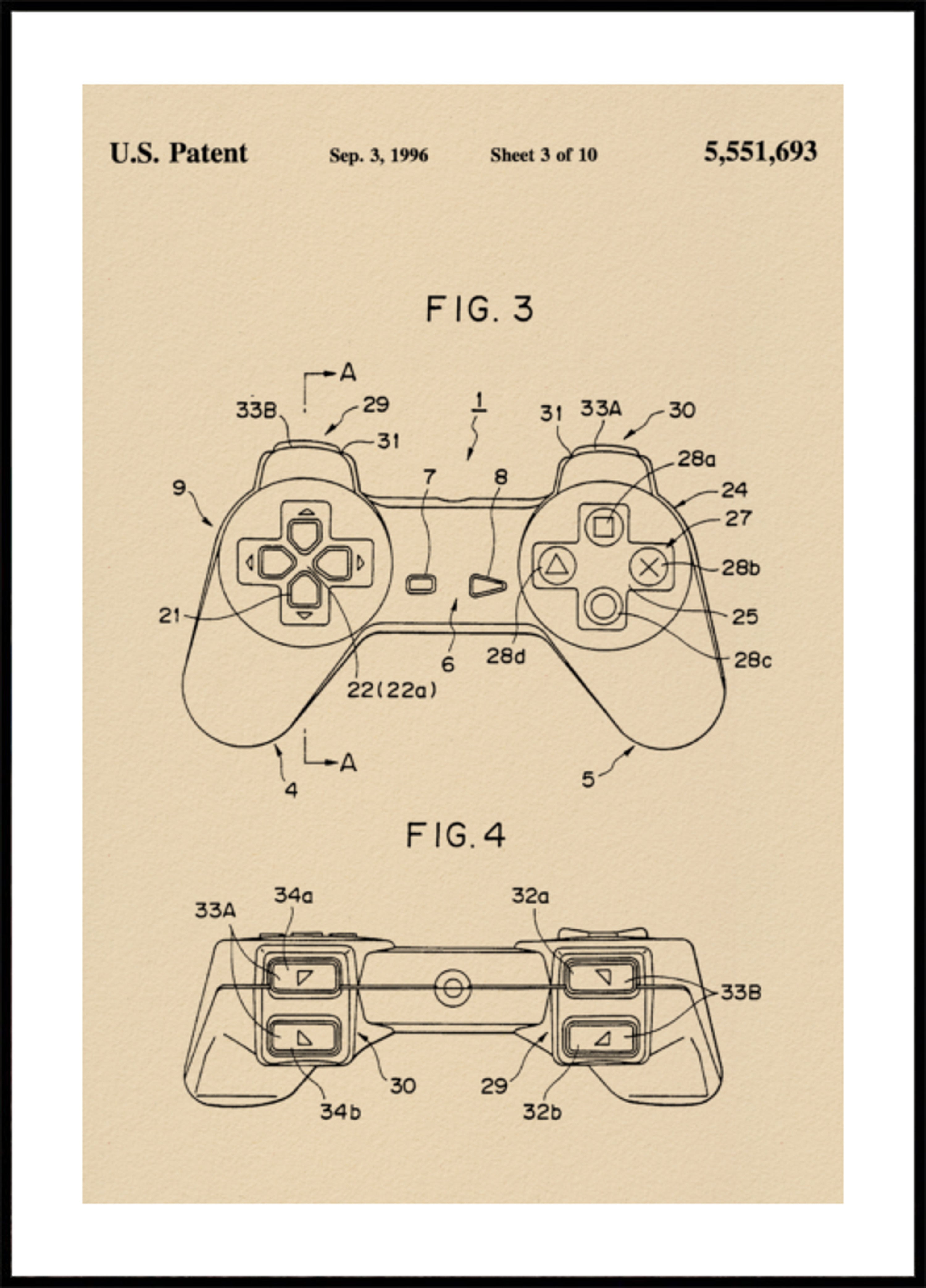 Klasyczny patent na kontroler gier