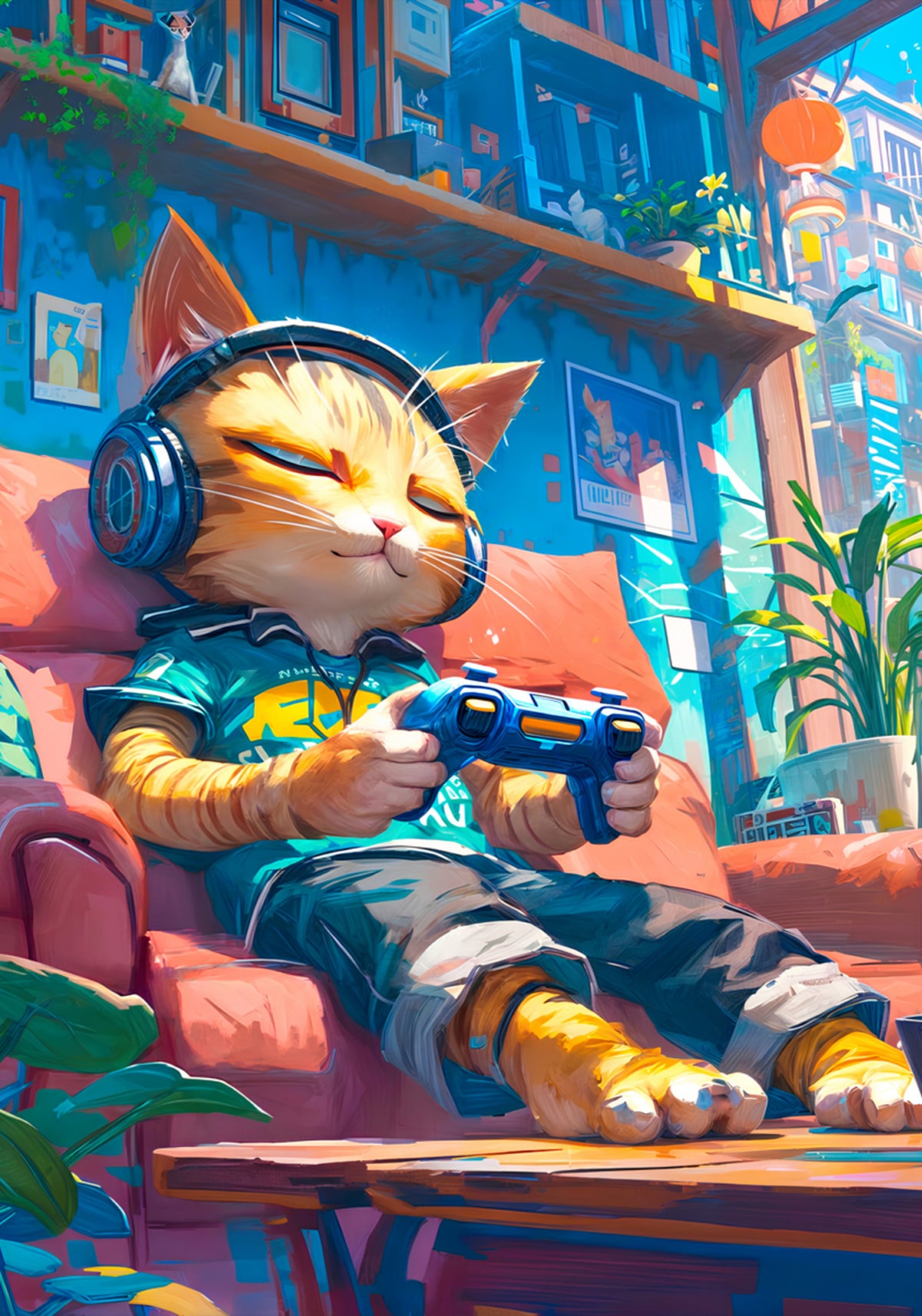 Cozy Gamer Cat - Posterbox